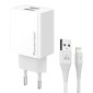 POWERTECH φορτιστής τοίχου PT-1325 με καλώδιο Lightning, 2x USB, 12W, λευκός