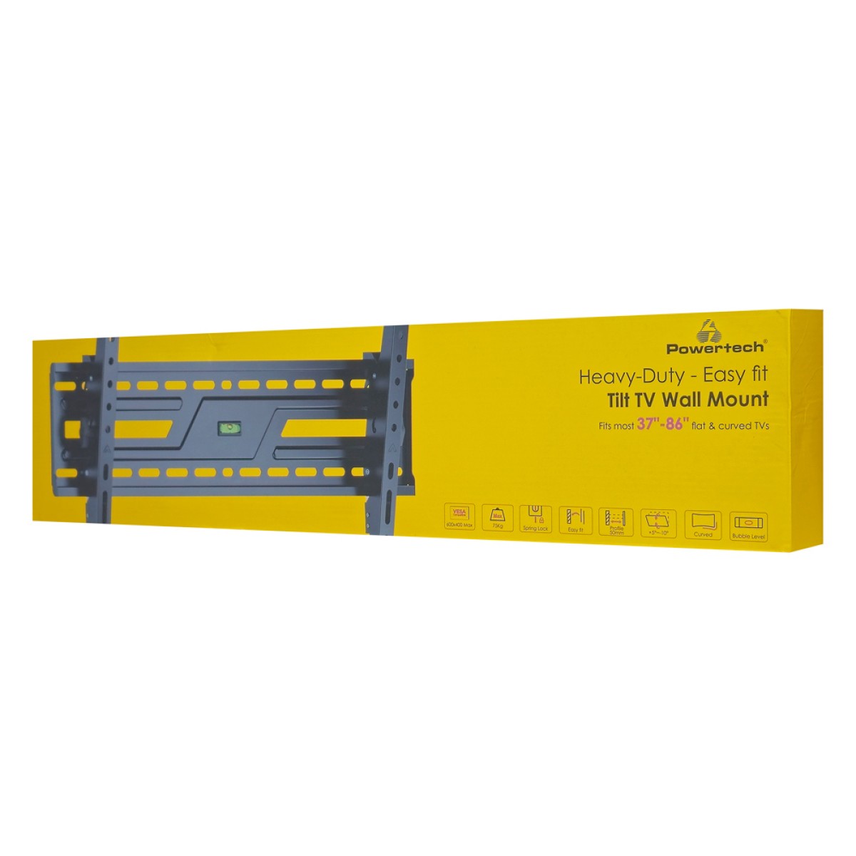 POWERTECH επιτοίχια βάση τηλεόρασης PT-1370, 37-86", έως 75kg, ρυθμιζόμενη κλίση