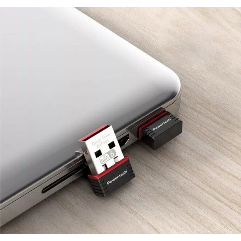 POWERTECH ασύρματος USB αντάπτορας δικτύου PT-1383, 300Mbps WiFi 6