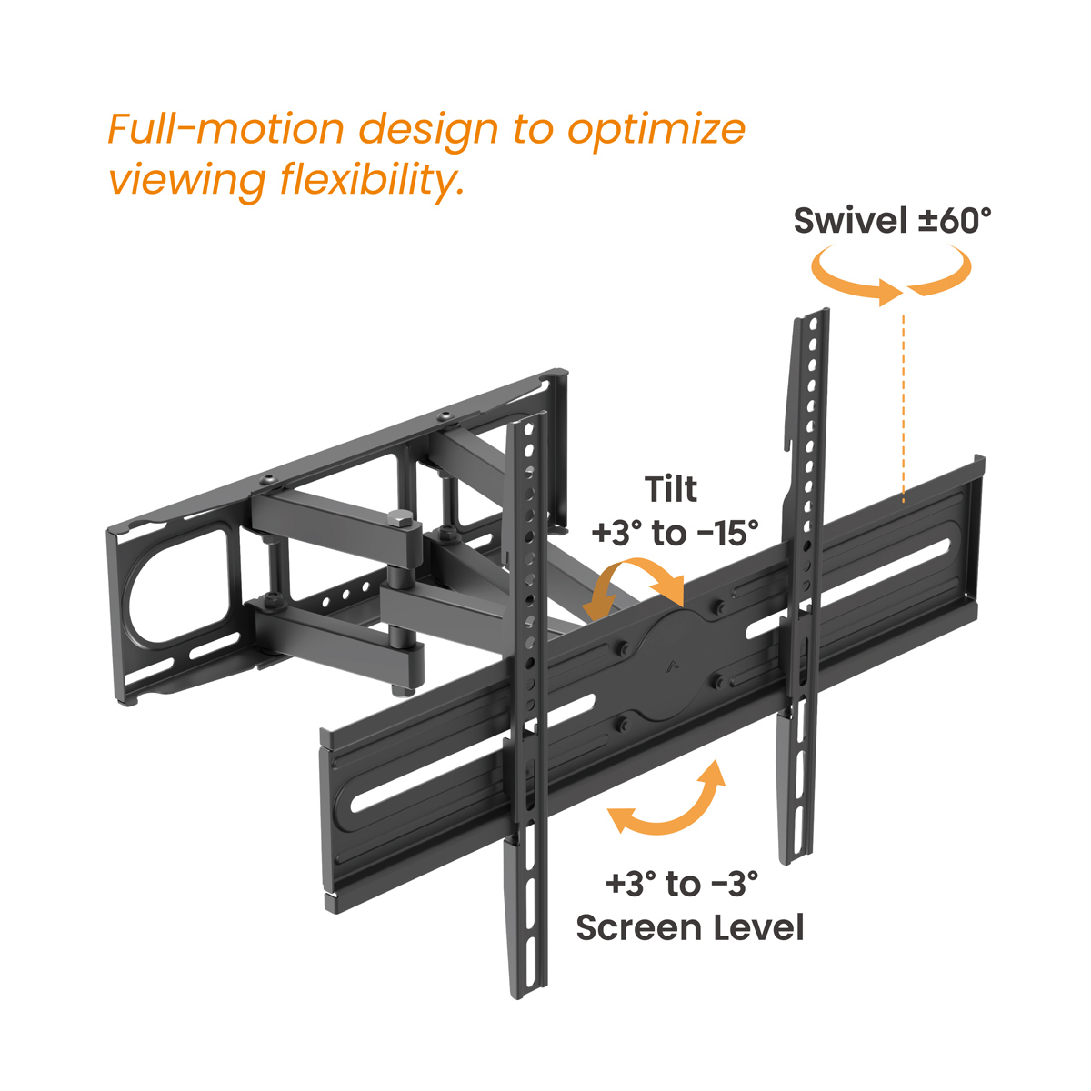 POWERTECH επιτοίχια βάση τηλεόρασης PT-1389, 37-80", έως 40kg, full motion