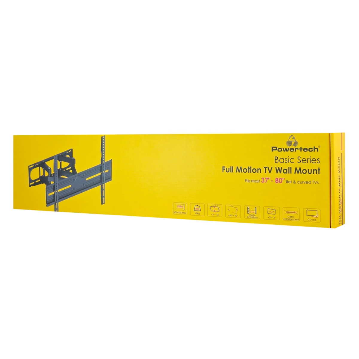 POWERTECH επιτοίχια βάση τηλεόρασης PT-1389, 37-80", έως 40kg, full motion