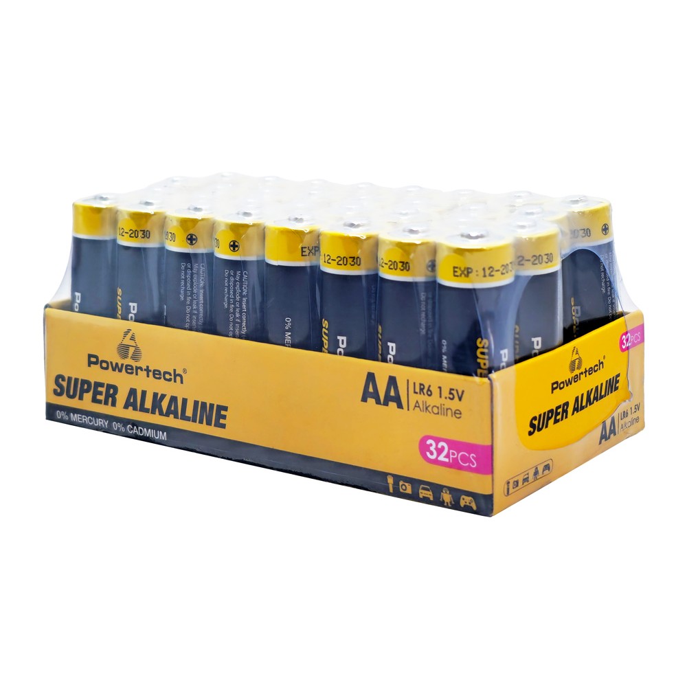 POWERTECH αλκαλικές μπαταρίες Super Alkaline PT-1401, AA, 1.5V, 32τμχ