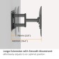 POWERTECH επιτοίχια βάση τηλεόρασης PT-1423, 37-90", 75kg, heavy duty, full motion