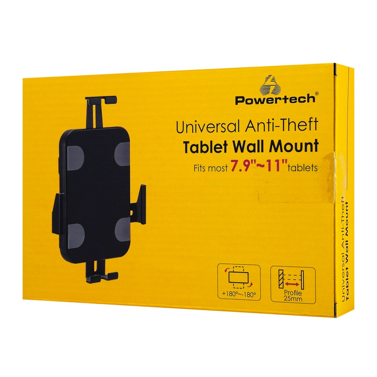 POWERTECH επιτοίχια βάση tablet PT-1447, αντικλεπτική, 7.9-11", μαύρη