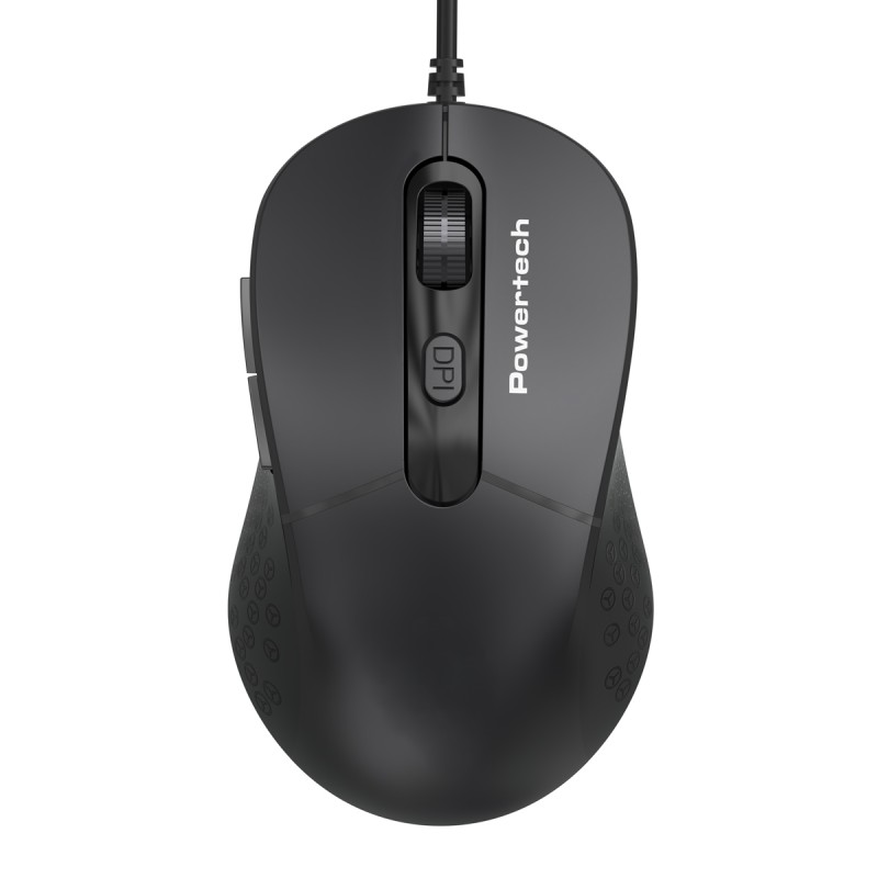 POWERTECH ενσύρματο ποντίκι PT-1467, οπτικό, έως 1600DPI, μαύρο
