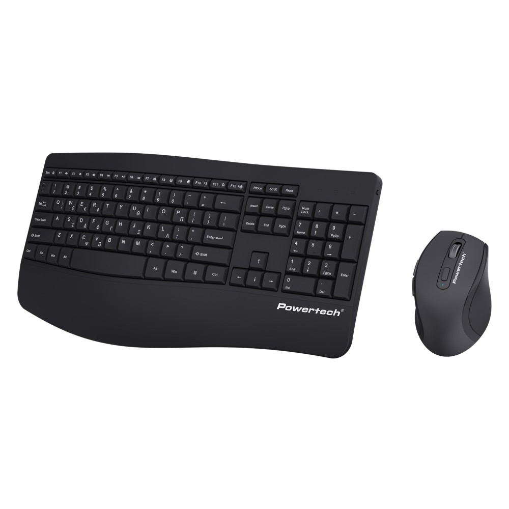 POWERTECH set ποντίκι & πληκτρολόγιο PT-1490, 2.4GHz & Bluetooth, μαύρο