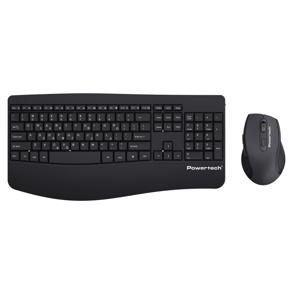 POWERTECH set ποντίκι & πληκτρολόγιο PT-1490, 2.4GHz & Bluetooth, μαύρο
