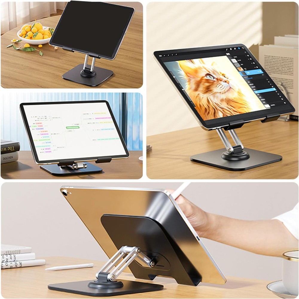 POWERTECH επιτραπέζια βάση για tablet PT-1494, περιστρεφόμενη, foldable, μαύρη