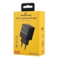 POWERTECH φορτιστής τοίχου PT-1499 με οθόνη, USB/USB-C, 35W, GaN, μαύρος