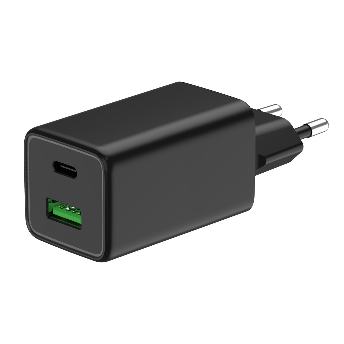 POWERTECH φορτιστής τοίχου PT-1501, USB/USB-C, 65W, GaN, μαύρος
