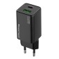 POWERTECH φορτιστής τοίχου PT-1501, USB/USB-C, 65W, GaN, μαύρος