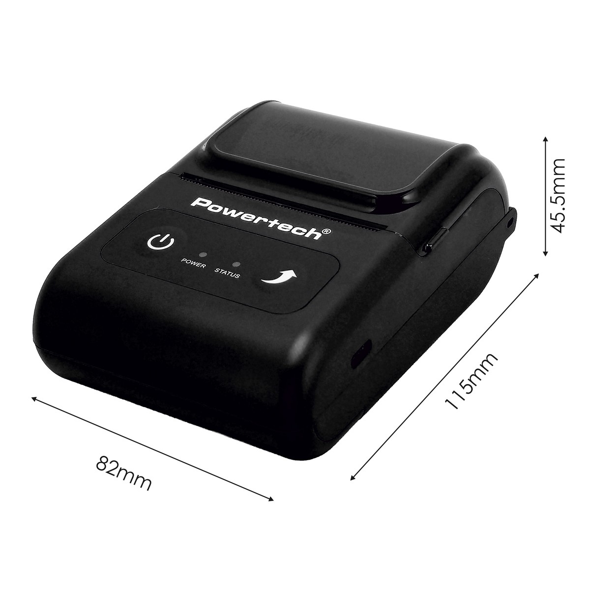POWERTECH φορητός θερμικός εκτυπωτής αποδείξεων PT-1508, USB-C/Bluetooth, μαύρος