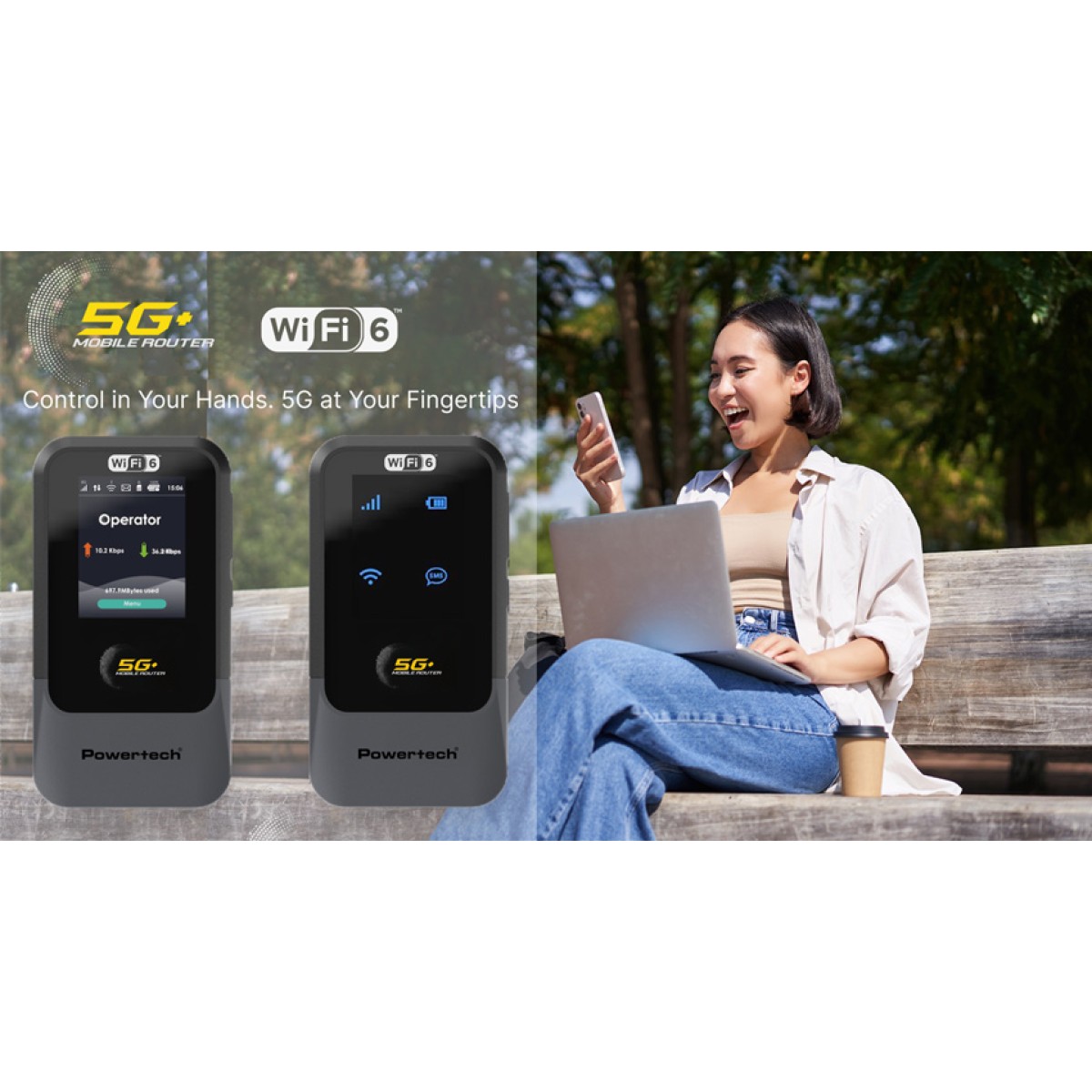 POWERTECH 5G mobile router PT-1512, WiFi 6, AX900 dual band, 4000mAh