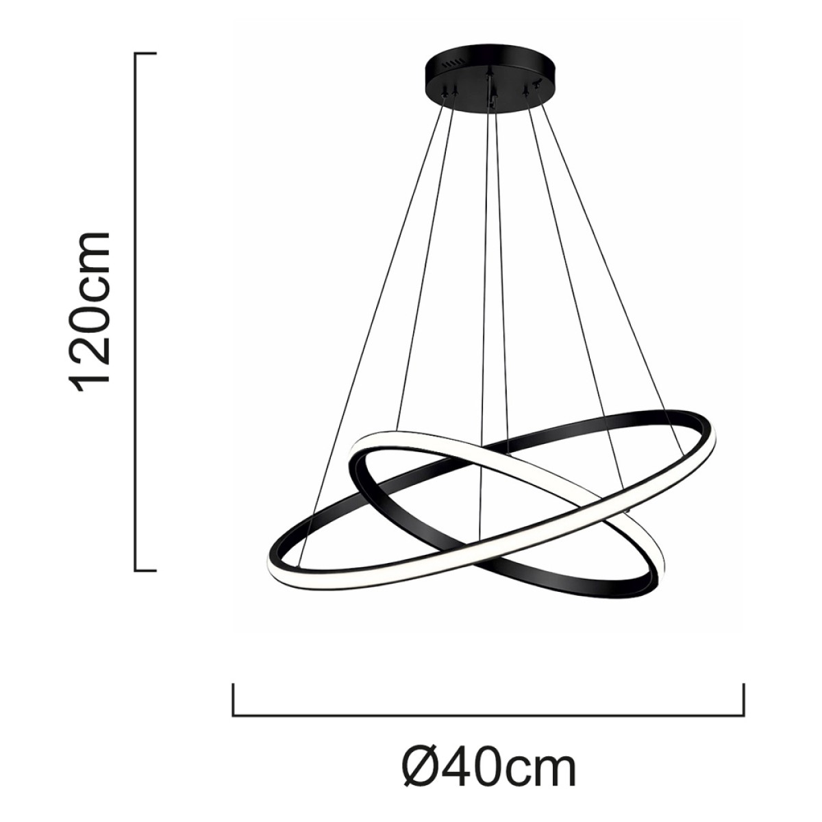 POWERTECH LED φωτιστικό οροφής PT-1525, 25W, 4000K, Φ40x120cm, μαύρο