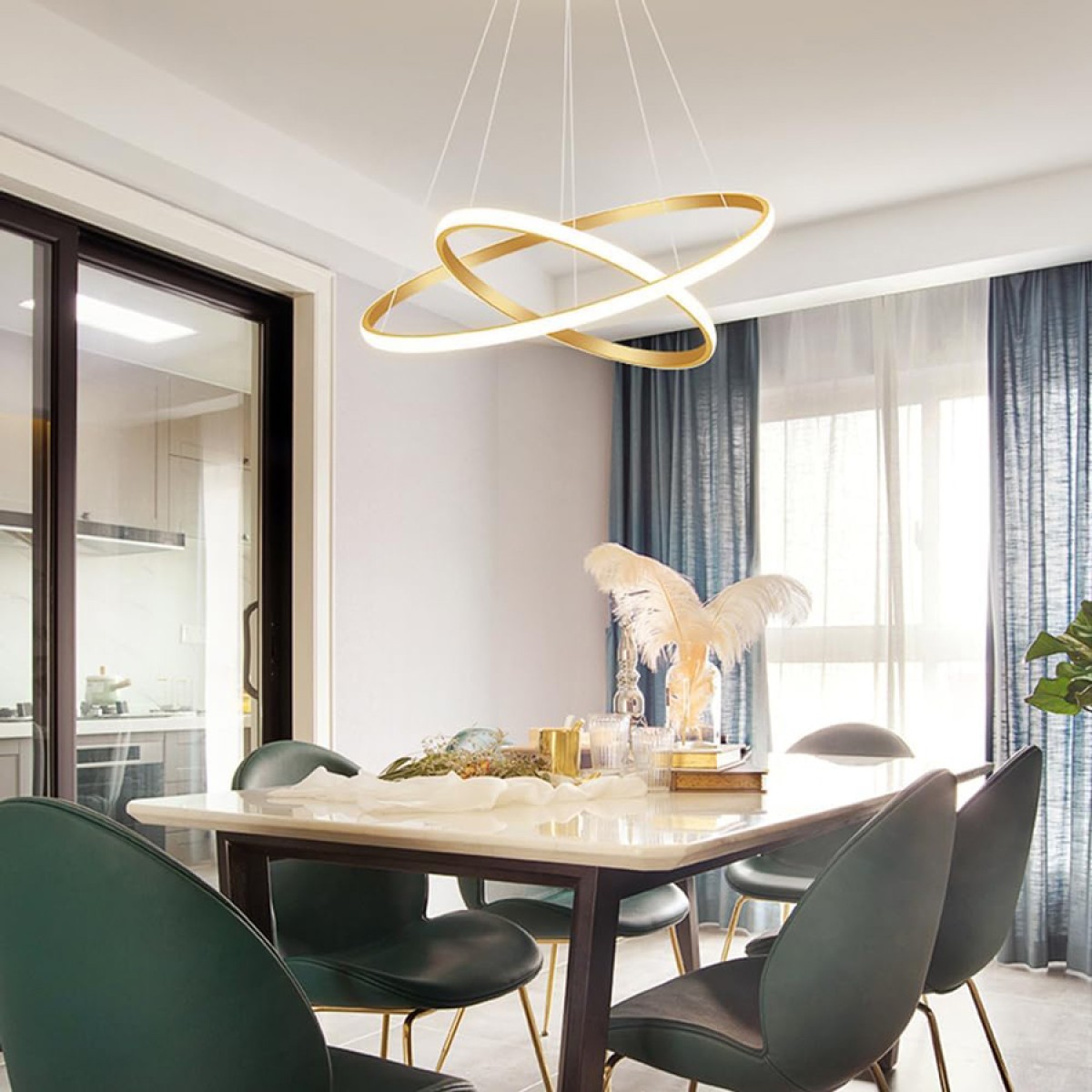 POWERTECH LED φωτιστικό οροφής PT-1526, 25W, 4000K, Φ40x120cm, χρυσό