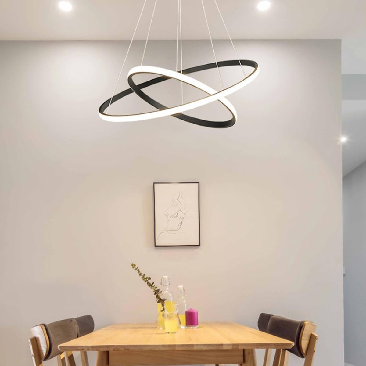 POWERTECH LED φωτιστικό οροφής PT-1529, 60W, 4000K, Φ80x120cm, μαύρο