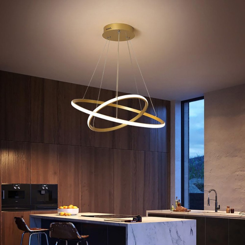 POWERTECH LED φωτιστικό οροφής PT-1530, 60W, 4000K, Φ80x120cm, χρυσό