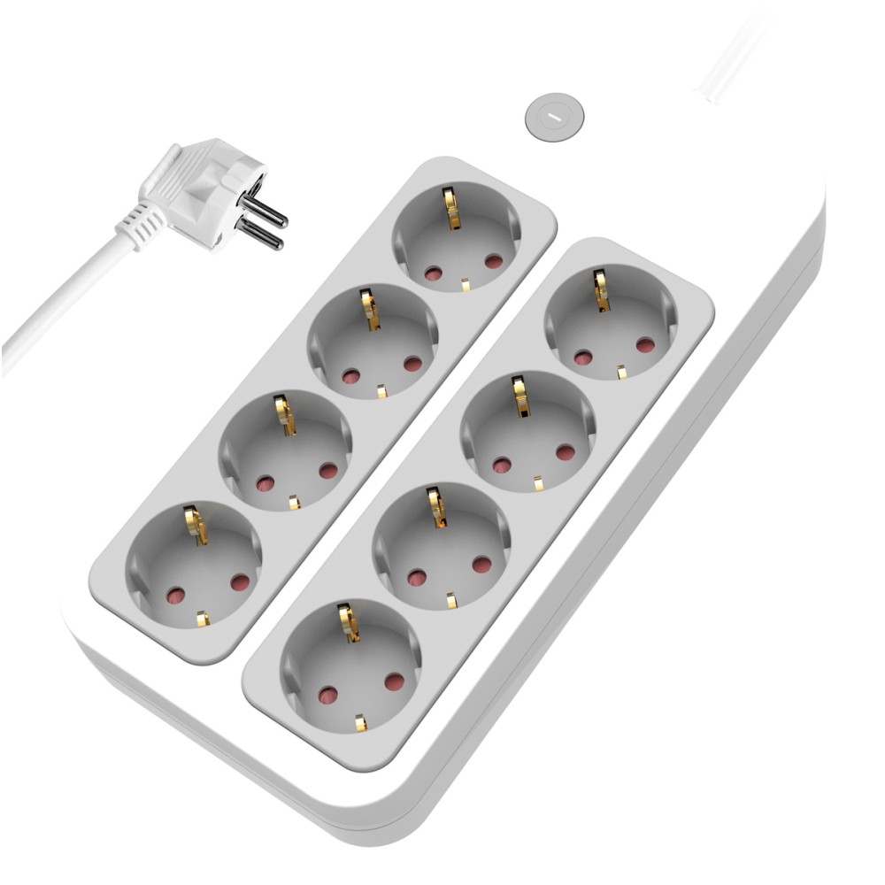 POWERTECH πολύπριζο ασφαλείας PT-1534, 8 θέσεων, 16A, 1.5m, λευκό