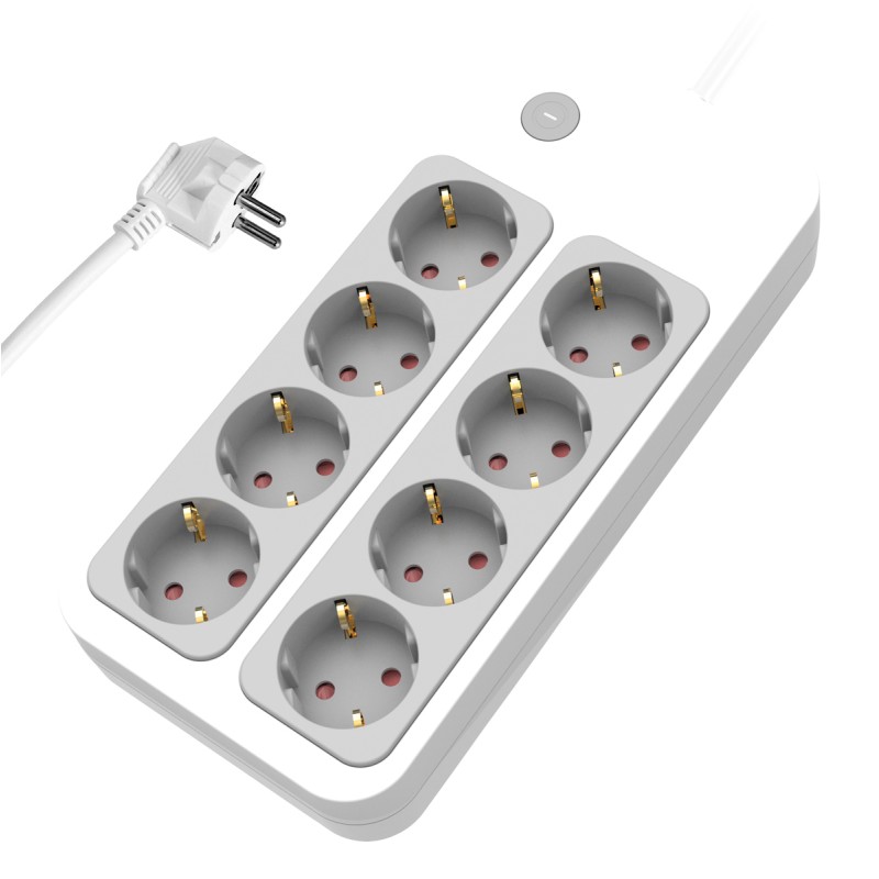 POWERTECH πολύπριζο ασφαλείας PT-1534, 8 θέσεων, 16A, 1.5m, λευκό