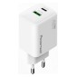POWERTECH φορτιστής τοίχου PT-1551, USB/USB-C, 45W, GaN, AVS, λευκός