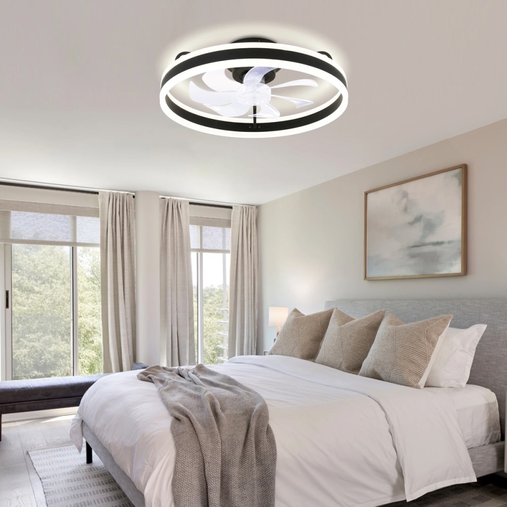 POWERTECH ανεμιστήρας οροφής PT-1560 με LED φως, 45W, Φ50x20cm, μαύρος