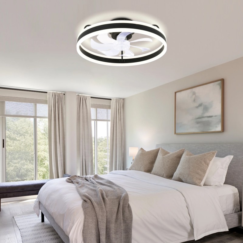 POWERTECH ανεμιστήρας οροφής PT-1560 με LED φως, 45W, Φ50x20cm, μαύρος