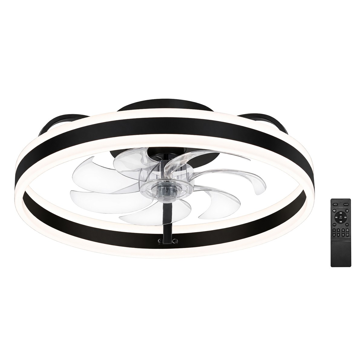 POWERTECH ανεμιστήρας οροφής PT-1560 με LED φως, 45W, Φ50x20cm, μαύρος