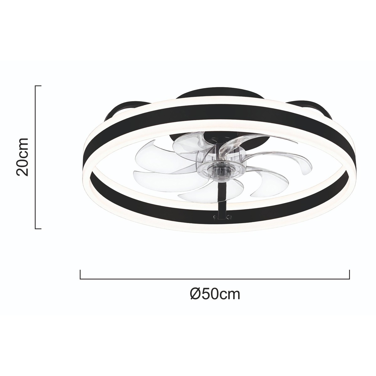 POWERTECH ανεμιστήρας οροφής PT-1560 με LED φως, 45W, Φ50x20cm, μαύρος