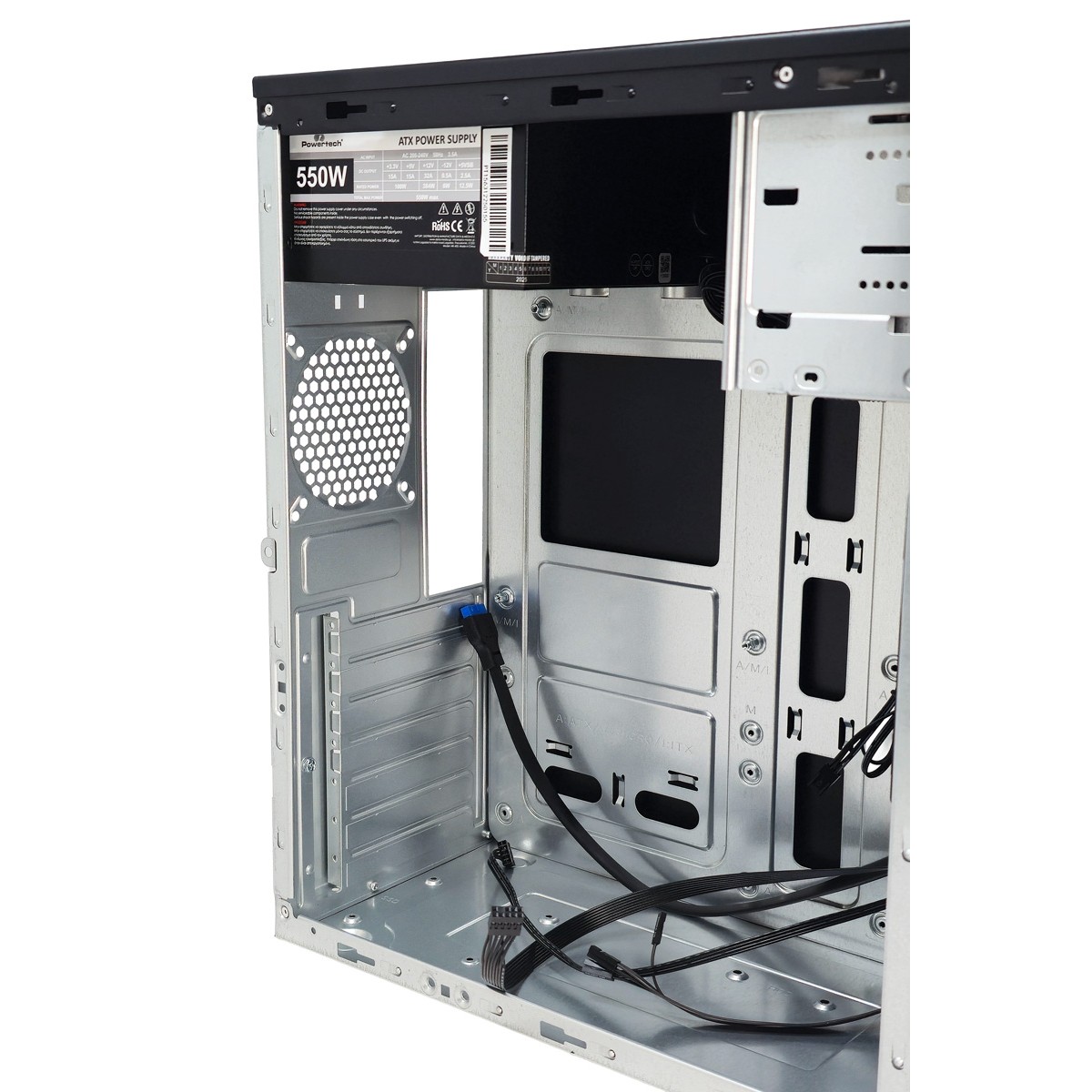 POWERTECH PC Case PT-1563 με 550W PSU, ATX Midi, 376.6x175x408.5mm, μαύρο