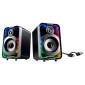 POWERTECH ηχεία PT-1575 με RGB φωτισμό, 2x 5W, Bluetooth & USB/USB-C, μαύρα