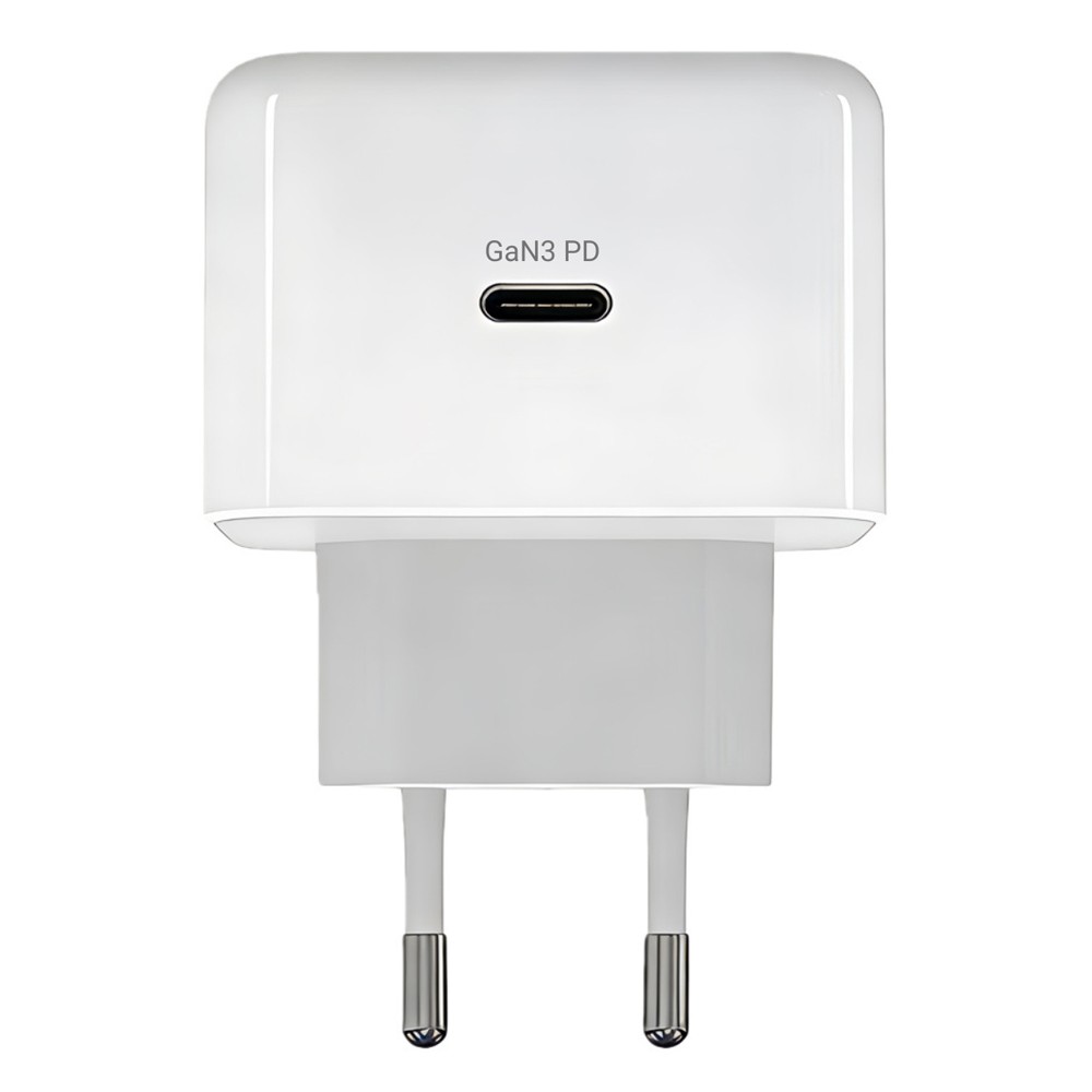 POWERTECH φορτιστής τοίχου PT-1581 με καλώδιο, USB-C, 40 έως 60W, GaN, AVS, λευκός