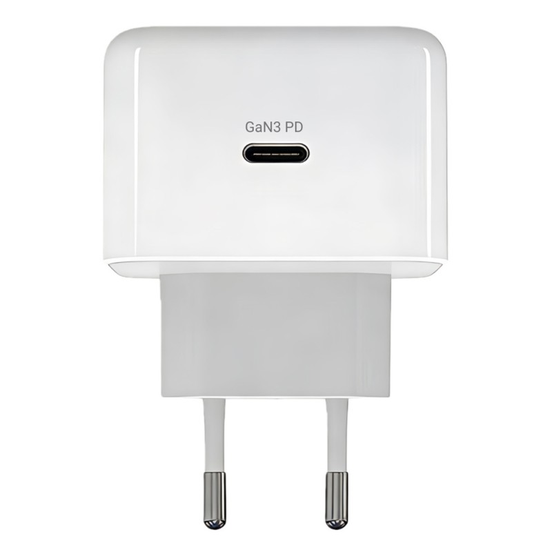 POWERTECH φορτιστής τοίχου PT-1581 με καλώδιο, USB-C, 40 έως 60W, GaN, AVS, λευκός