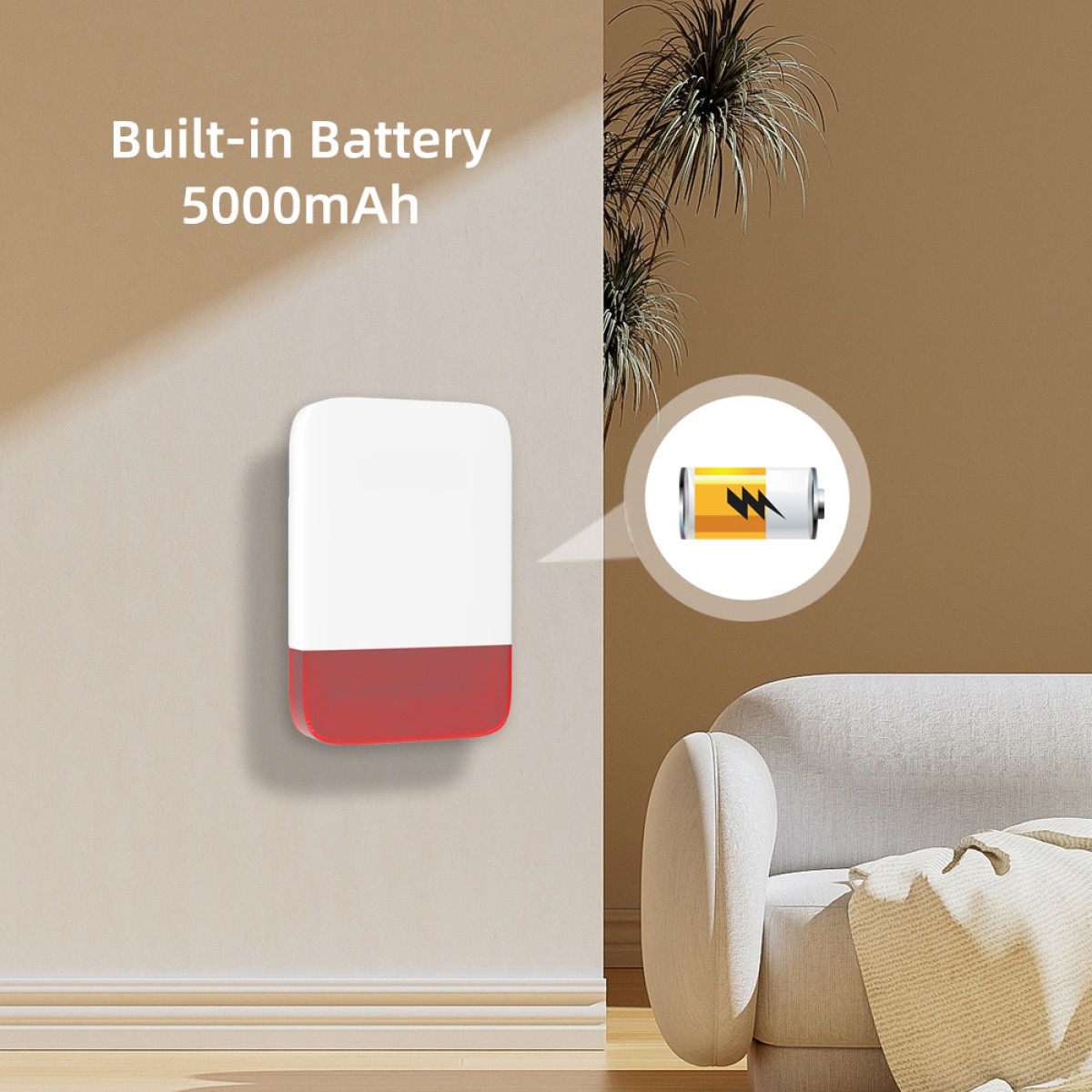 POWERTECH σειρήνα PT-1608, εξωτερικού χώρου, IP65, 433MHz, 120dB, 5000mAh, κόκκινη