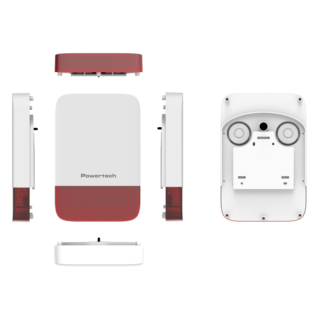 POWERTECH σειρήνα PT-1608, εξωτερικού χώρου, IP65, 433MHz, 120dB, 5000mAh, κόκκινη