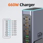 POWERTECH σταθμός φόρτισης PT-1621, 2x USB & 6x USB-C, GaN, 140W, γκρι