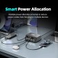 POWERTECH σταθμός φόρτισης PT-1623, USB/3x USB-C/2x USB-C καλώδια, GaN, 160W, μαύρος