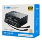 POWERTECH σταθμός φόρτισης PT-1623, USB/3x USB-C/2x USB-C καλώδια, GaN, 160W, μαύρος