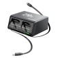 POWERTECH σταθμός φόρτισης PT-1623, USB/3x USB-C/2x USB-C καλώδια, GaN, 160W, μαύρος