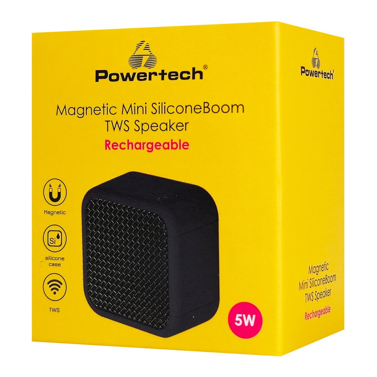 POWERTECH μίνι φορητό ηχείο PT-1626, μαγνητικό, 5W, Bluetooth, 400mAh, μαύρο