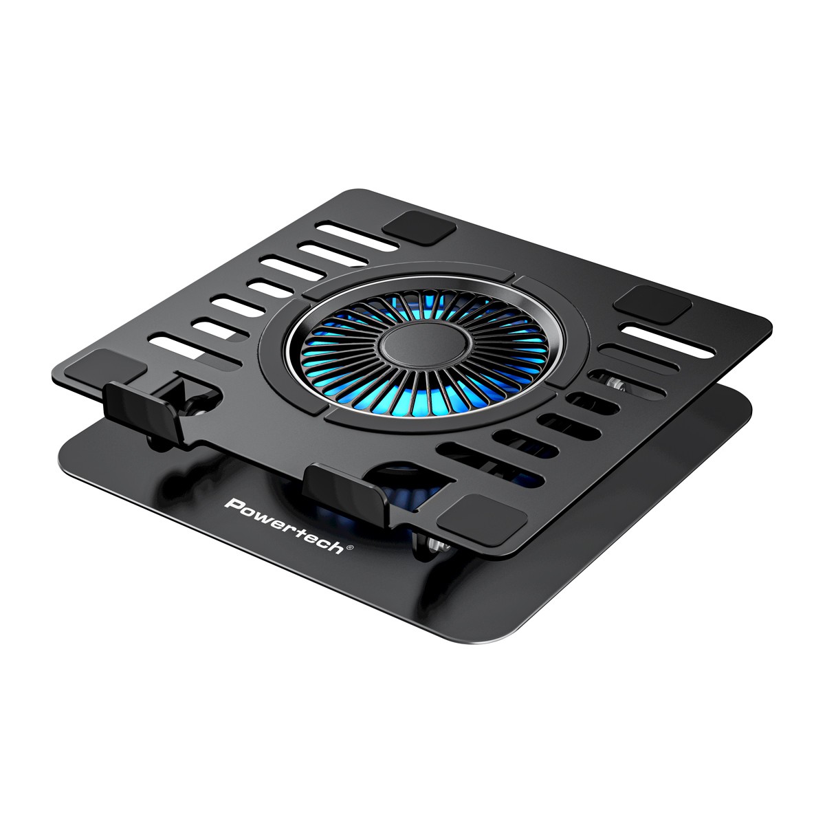 POWERTECH βάση & ψύξη laptop PT-1630 έως 17", 110mm LED fan, μεταλλική, μαύρη