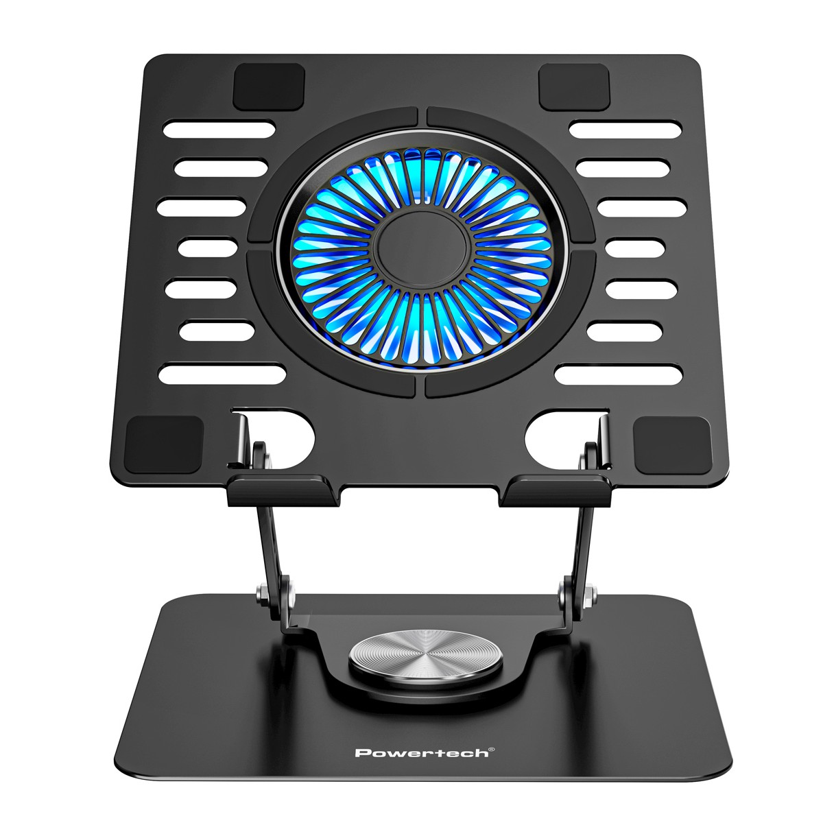 POWERTECH βάση & ψύξη laptop PT-1630 έως 17", 110mm LED fan, μεταλλική, μαύρη