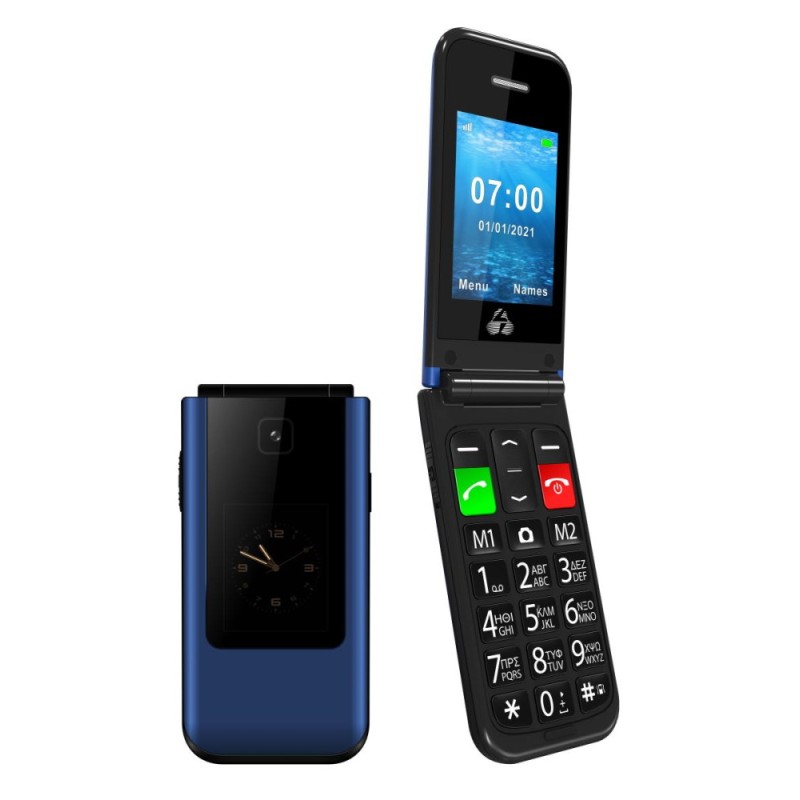 POWERTECH κινητό τηλέφωνο Sentry Dual II V2, 2 οθόνες, dual SIM, πλήκτρο SOS, μπλε