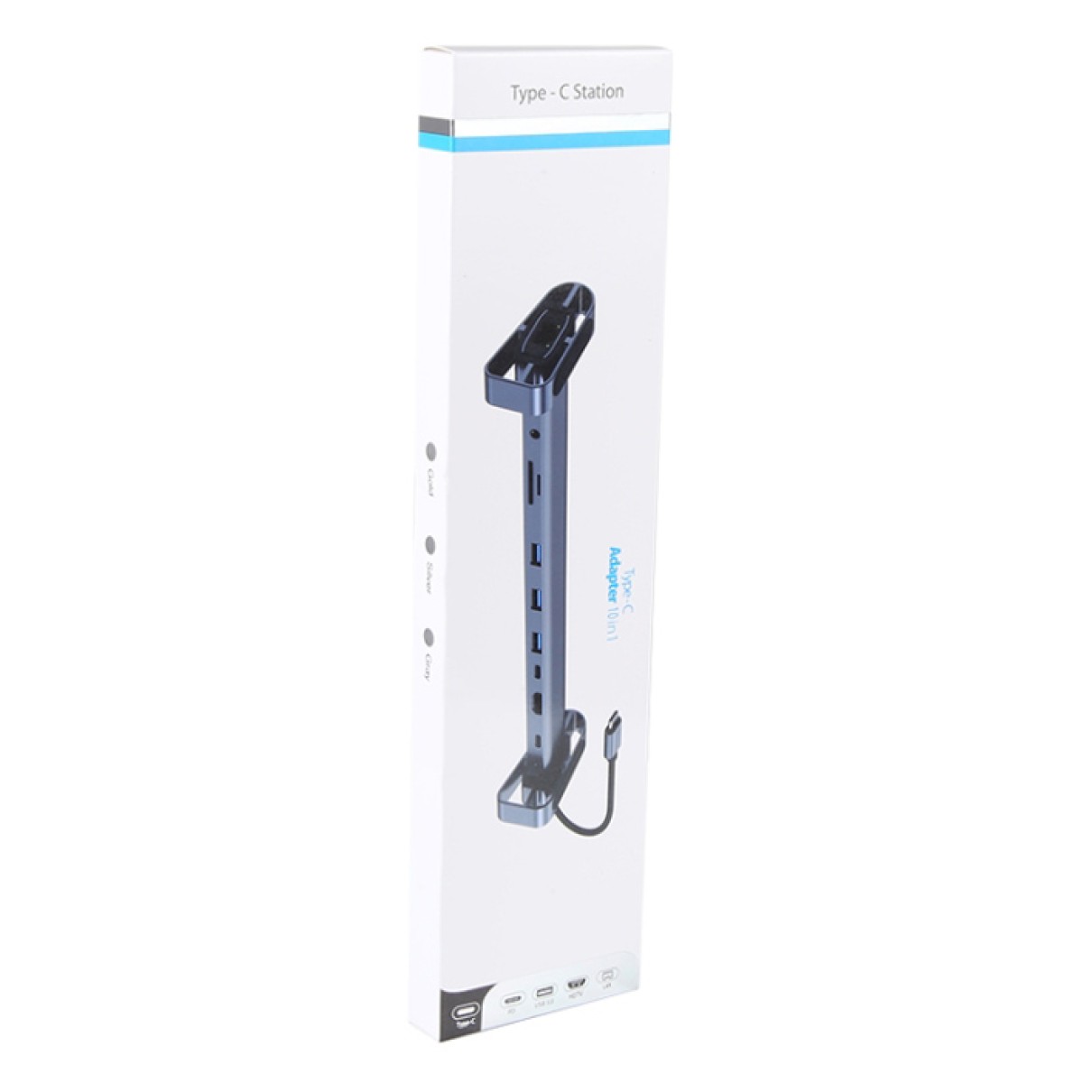 POWERTECH docking station PTR-0152, 10 θυρών, βάση laptop, USB-C, γκρι