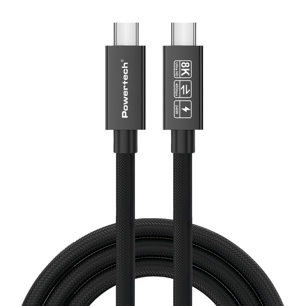 POWERTECH καλώδιο USB-C PTR-0165, USB4, 240W, 40Gbps, 8K/60Hz, 1m, μαύρο