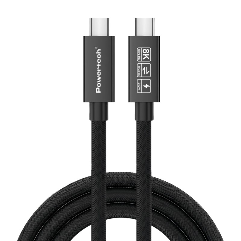 POWERTECH καλώδιο USB-C PTR-0165, USB4, 240W, 40Gbps, 8K/60Hz, 1m, μαύρο