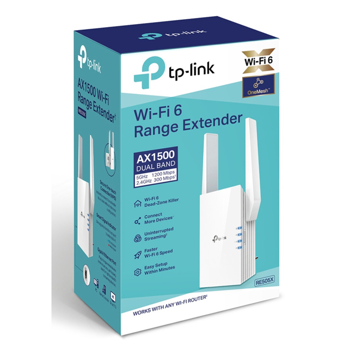 TP-LINK WiFi 6 range extender RE505X, AX1500 dual-band, Ver: 1.0