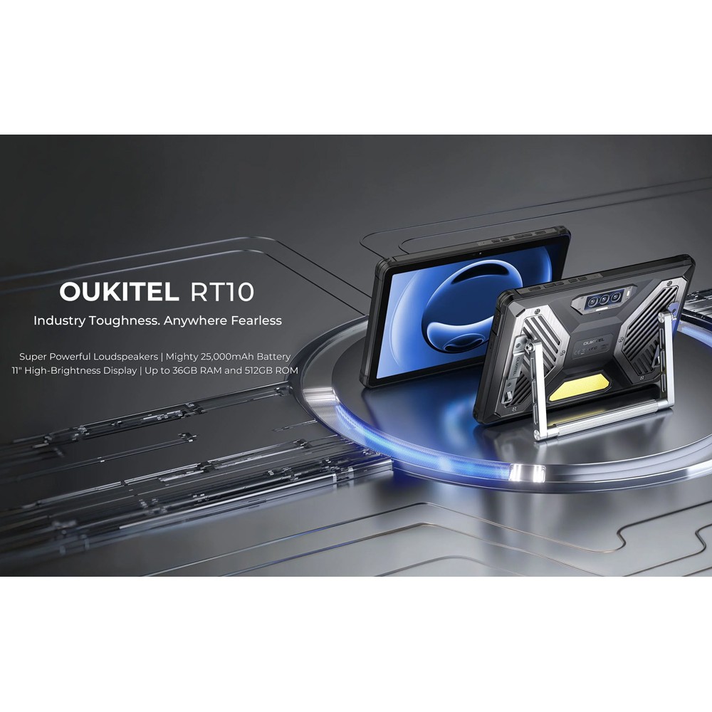 OUKITEL tablet RT10, 11", 12/512GB, 25000mAh, IP68/IP69K/MIL-STD-810H, 5G, μαύρο