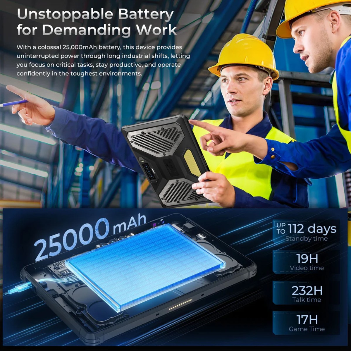 OUKITEL tablet RT10, 11", 12/512GB, 25000mAh, IP68/IP69K/MIL-STD-810H, 5G, μαύρο