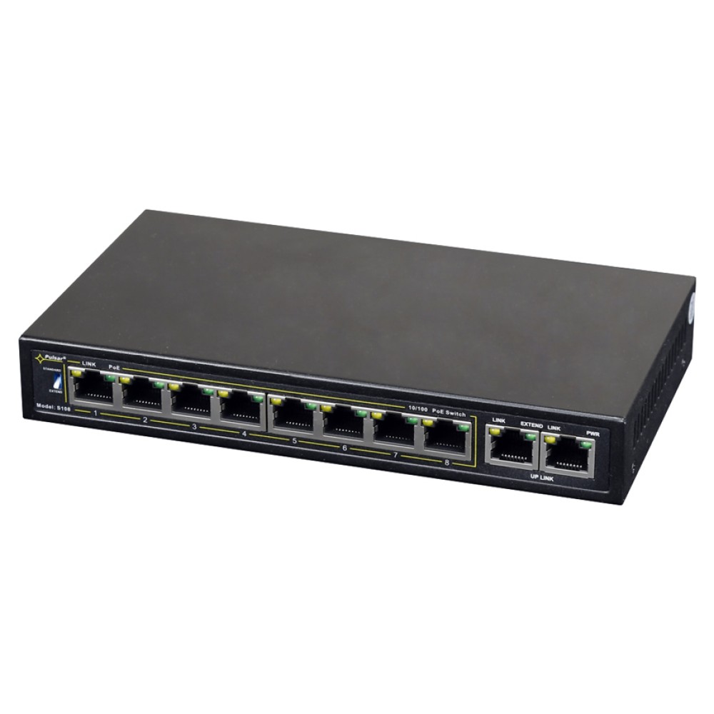PULSAR PoE Ethernet Switch S108-90W, 10x ports 10/100Mb/s