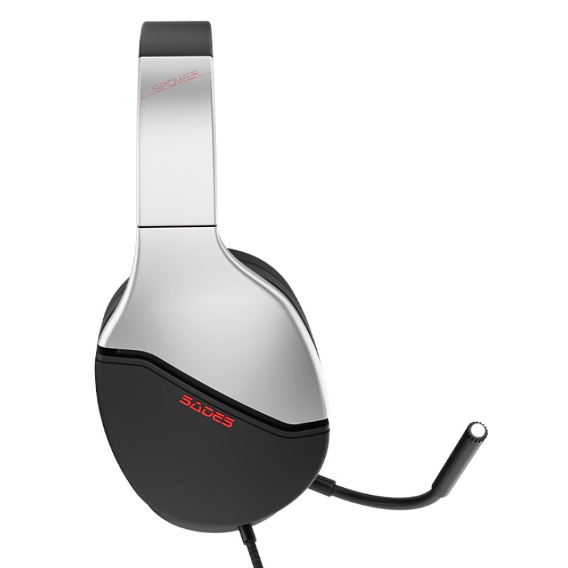 SADES gaming headset SPOWER, 3.5mm σύνδεση, 40mm, multi-platform, ασημί